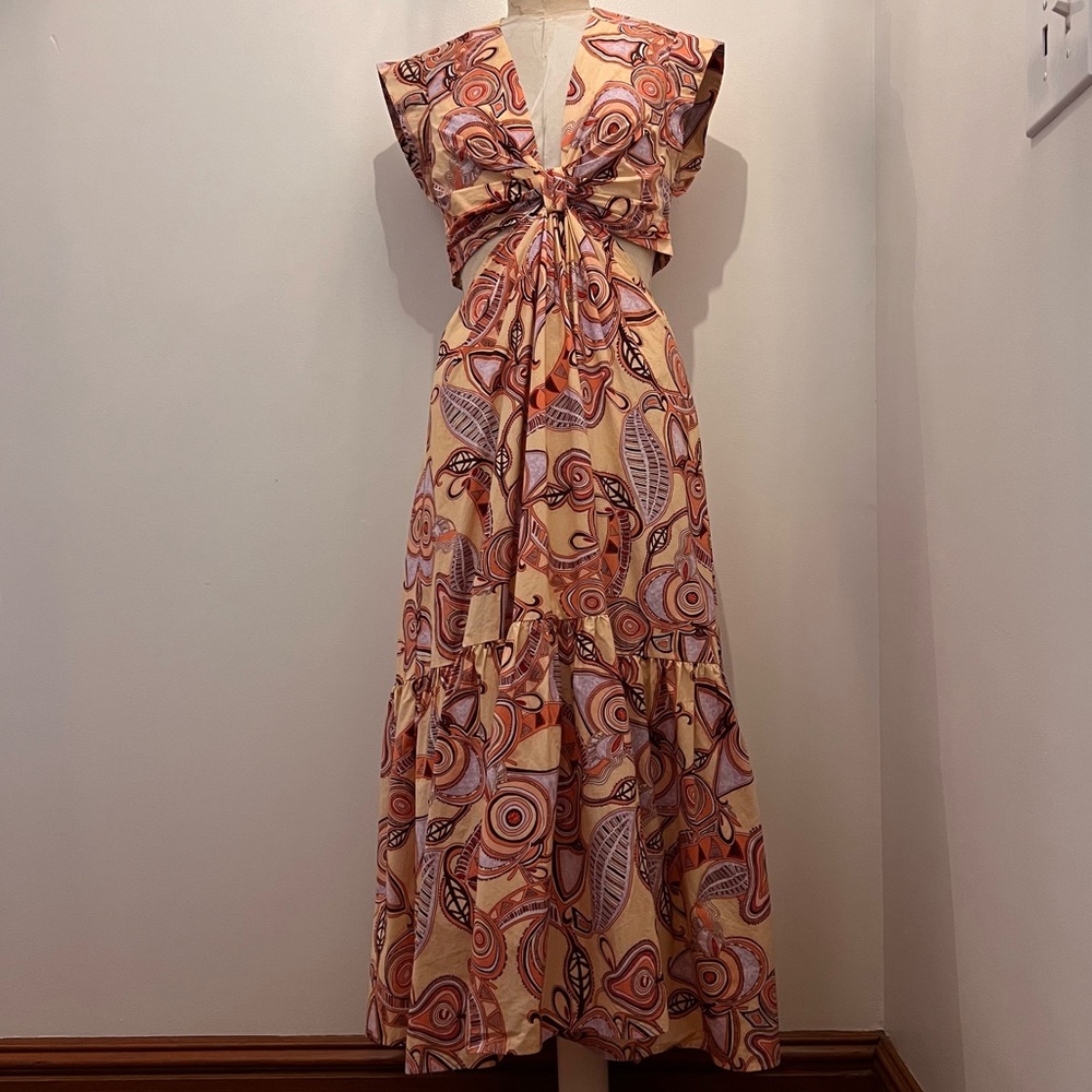 A.L.C. Alexandria Print Cutout Midi Dress 6 Like New